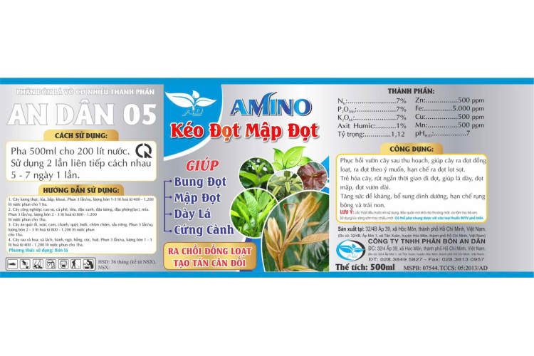 AMINO - KÉO ĐỌT MẬP ĐỌT 500ML AN DÂN