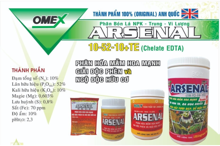 ARSENAL NPK-TRUNG-VI LƯỢNG 10-52-10+TE (CHELATE EDTA) BOLY
