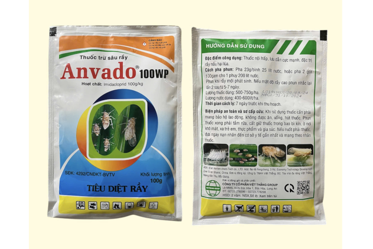 THUỐC TRỪ SÂU RẦY ANVADO 100WP 100G