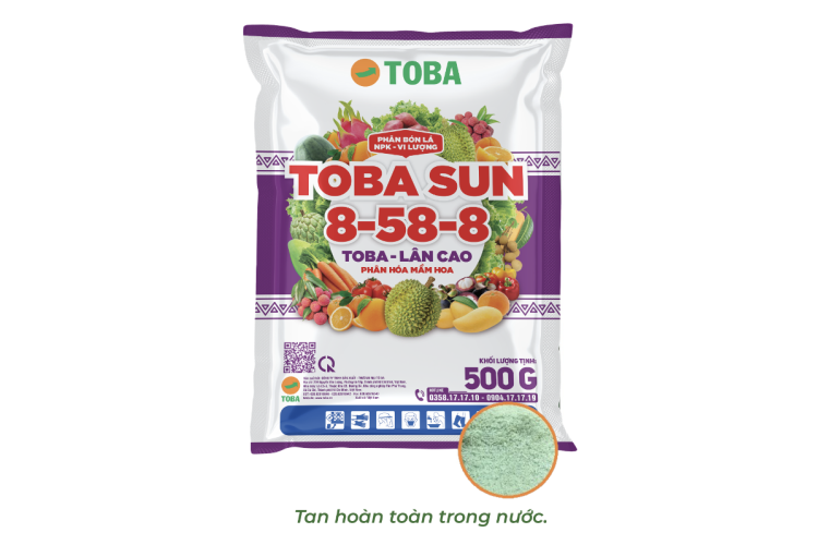 PHÂN BÓN LÁ TOBA SUN 8-58-8 - GÓI 500G