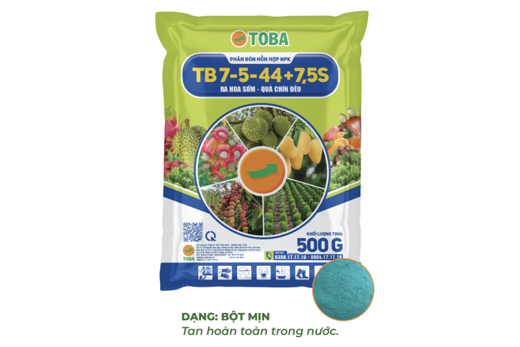 PHÂN BÓN HỖN HỢP NPK TB 7-5-44 +7,5S - GÓI 500G