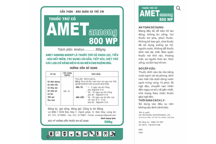 THUỐC TRỪ CỎ AMET annong 800WP 