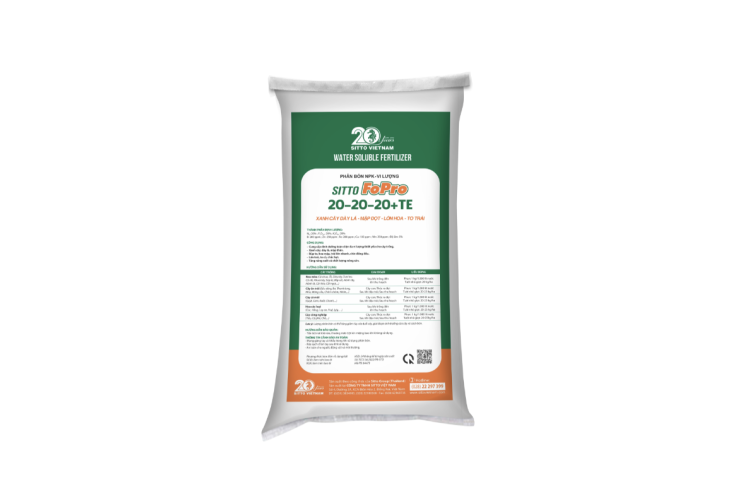 Phân bón SITTO FOPRO 20-20-20+TE (Bao 20kg)