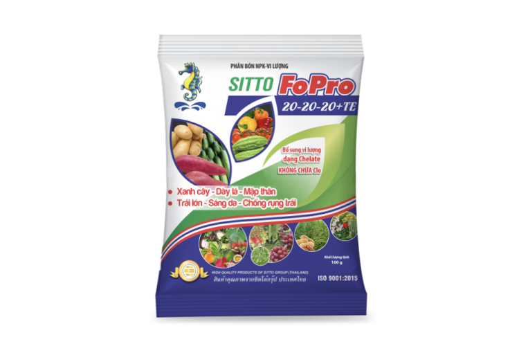 Phân bón lá SITTO FOPRO 20-20-20 + TE NPK 250G 