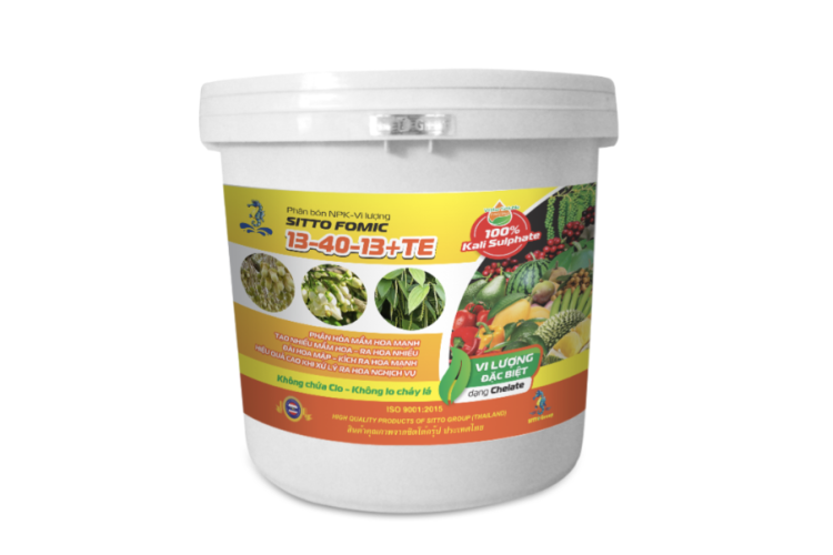 Phân bón NPK-Vi lượng SITTO FOMIC 13-40-13+TE (Xô 15kg)