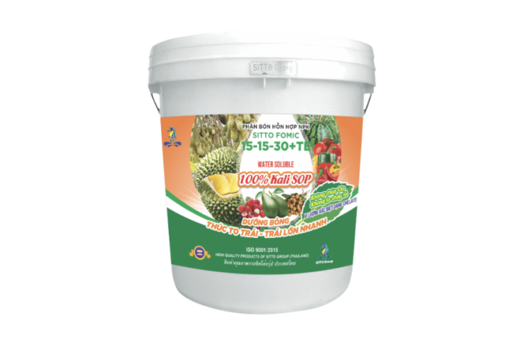 Phân bón NPK-Vi lượng SITTO FOMIC 15-15-30+TE (Xô 15kg)