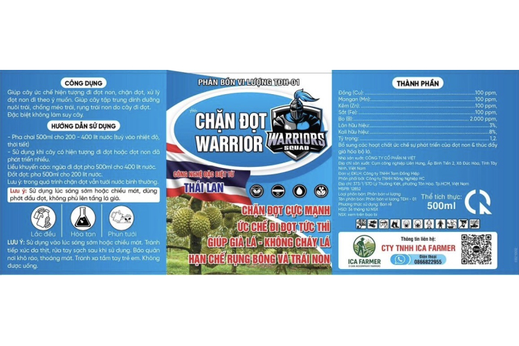 Phân Bón Vi Lượng TĐH-01 Hiệu CHẶN ĐỌT WARRIOR (Chai 500ml)