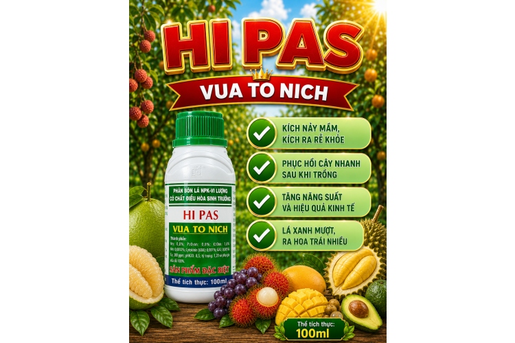 Phân bón lá NPK HI PAS - Vua To Nich (NCP) Chai 100ml
