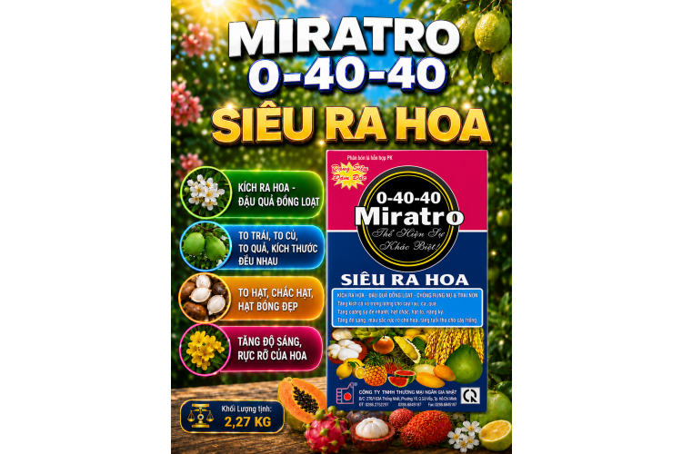 Phân bón MIRATRO 0-40-40 Siêu ra hoa (NGN)