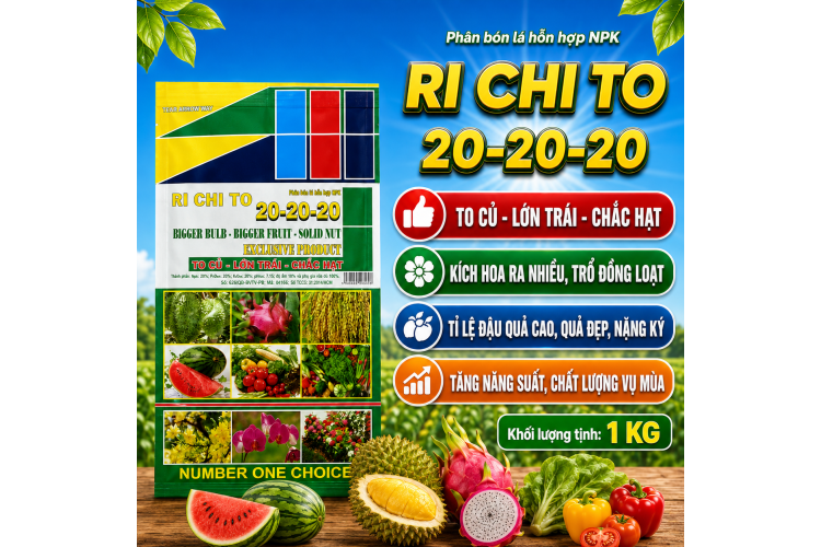 Phân bón lá hỗn hợp NPK RI CHI TO 20-20-20 (NCP)
