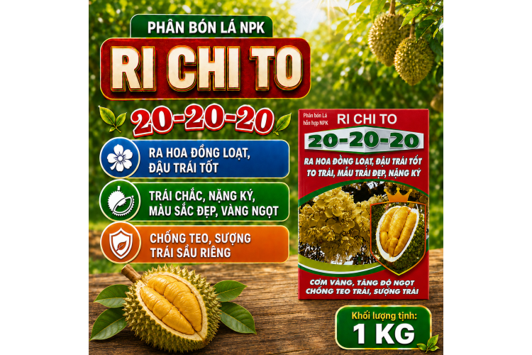 Phân bón lá NPK RI CHI TO 20-20-20 chuyên sầu riêng 