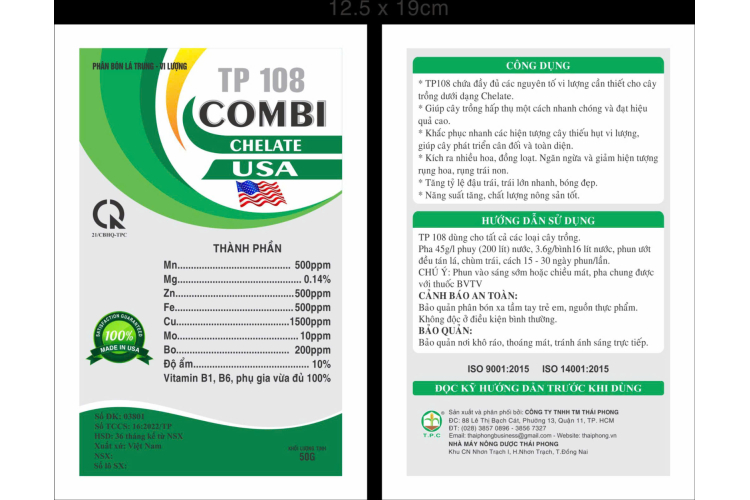 PHÂN BÓN LÁ TP 108 - COMBI CHELATE USA