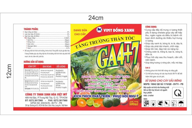 VIMY ĐỒNG XANH GA4+7 500ML