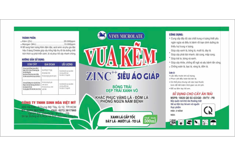 VIMY MICROLATE VUA KẼM 500ML