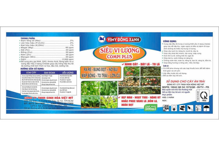 VIMY ĐỒNG XANH SIÊU VI LƯỢNG - COMPI PLUS 500ML