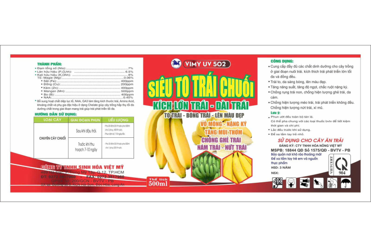 VIMY UV 502 SIÊU TO TRÁI CHUỐI 500ML